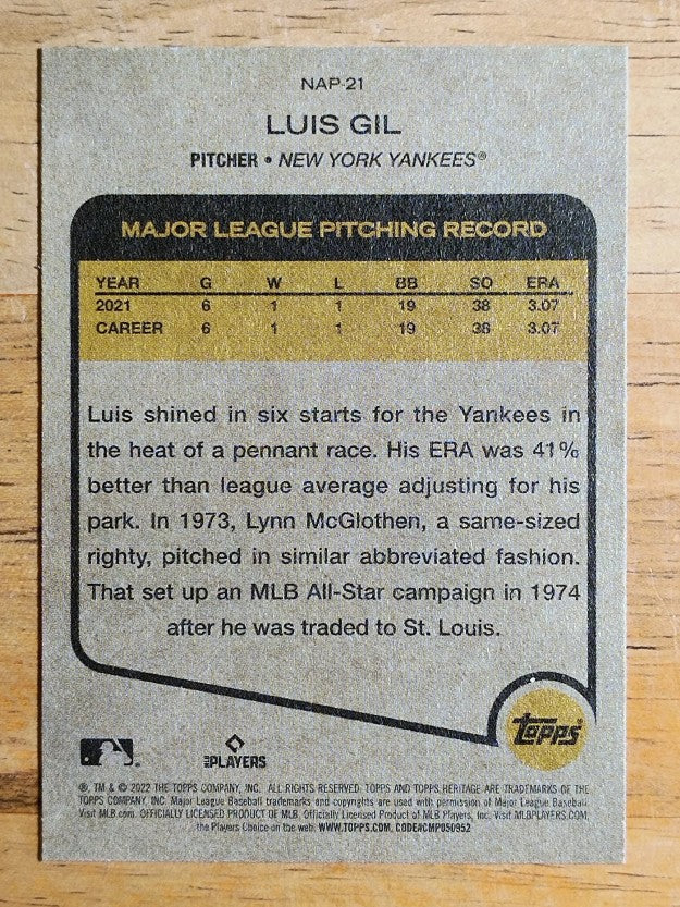 2022 Topps Heritage New Age Performers #NAP21 Luis Gil