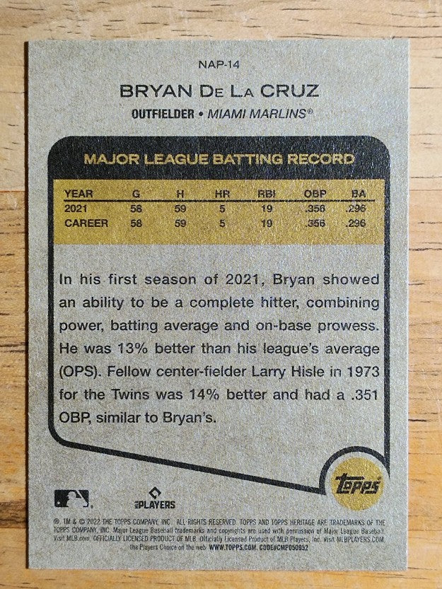 2022 Topps Heritage New Age Performers #NAP14 Bryan De La Cruz