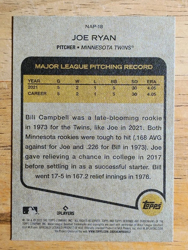 2022 Topps Heritage New Age Performers #NAP18 Joe Ryan