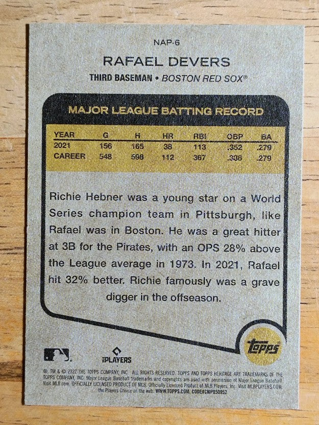 2022 Topps Heritage New Age Performers #NAP6 Rafael Devers