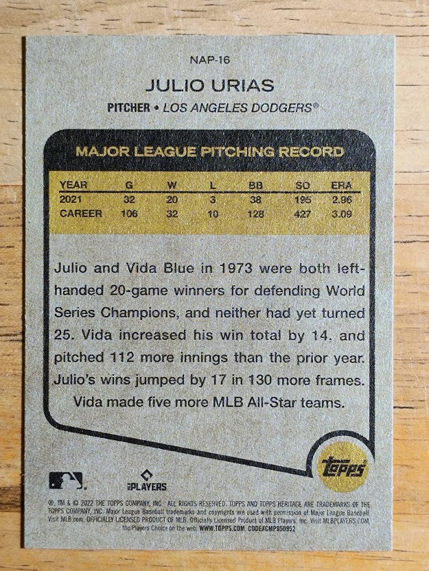2022 Topps Heritage New Age Performers #NAP16 Julio Urias