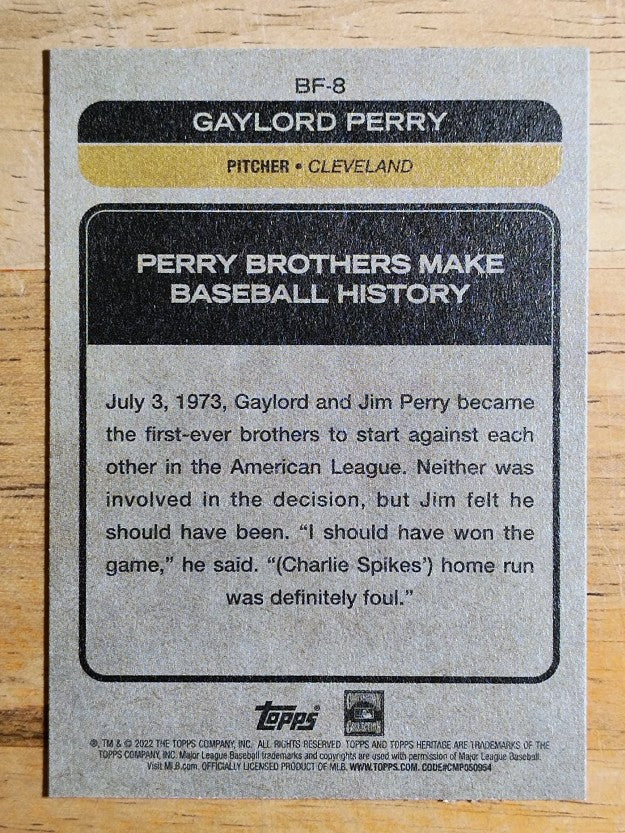 2022 Topps Heritage Baseball Flashbacks #BF8 Gaylord Perry