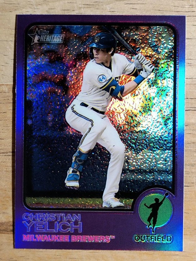 2022 Topps Heritage Chrome Purple Refractors #123 Christian Yelich