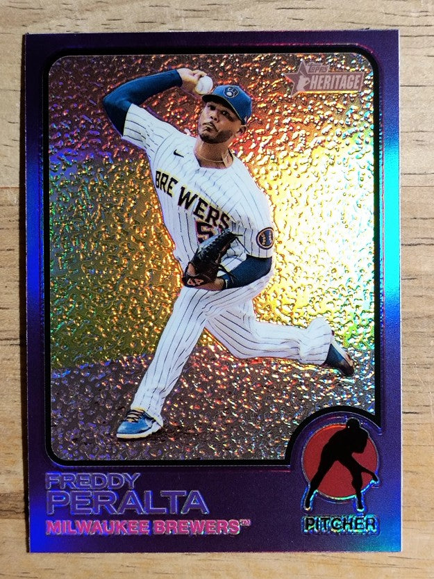 2022 Topps Heritage Chrome Purple Refractors #3 Freddy Peralta