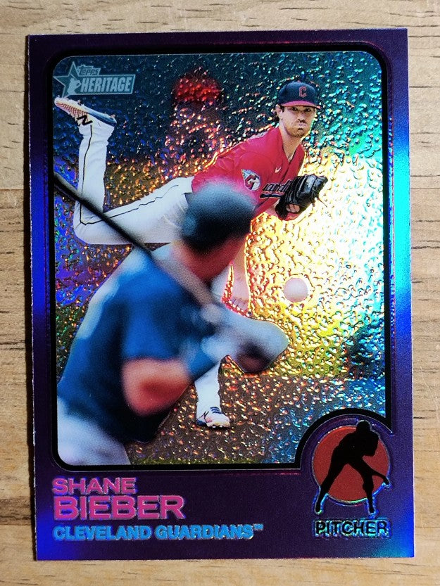 2022 Topps Heritage Chrome Purple Refractors #230 Shane Bieber