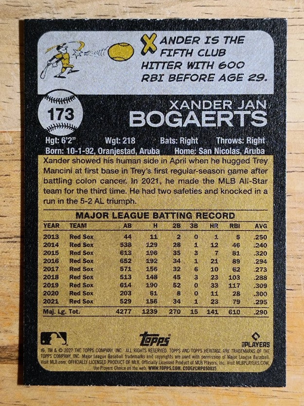 2022 Topps Heritage Chrome Purple Refractors #173 Xander Bogaerts