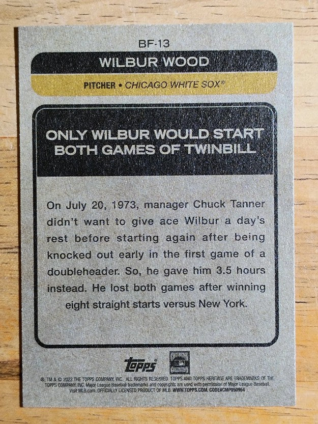 2022 Topps Heritage Baseball Flashbacks #BF13 Wilbur Wood