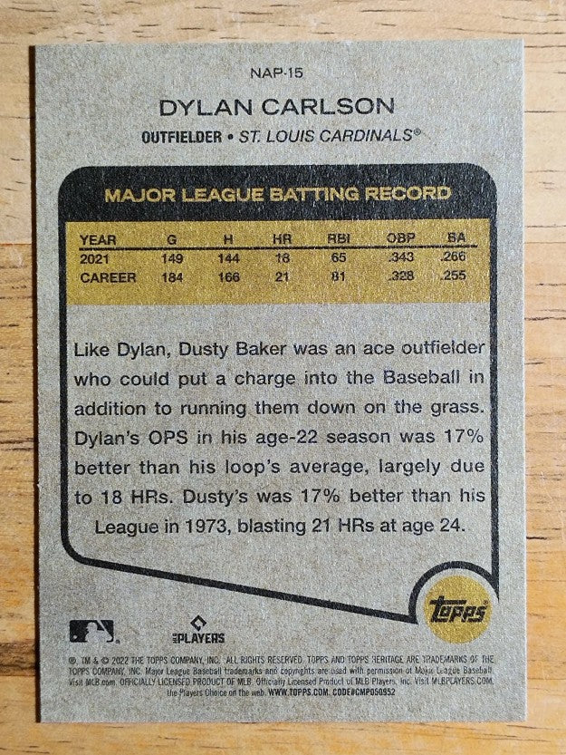 2022 Topps Heritage New Age Performers #NAP15 Dylan Carlson