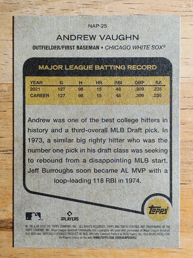 2022 Topps Heritage New Age Performers #NAP25 Andrew Vaughn
