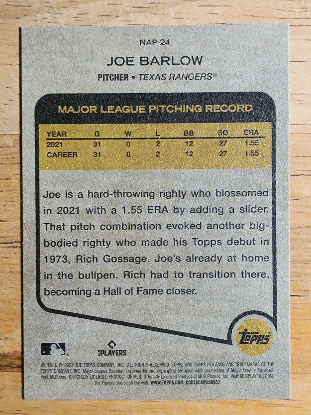 2022 Topps Heritage New Age Performers #NAP24 Joe Barlow