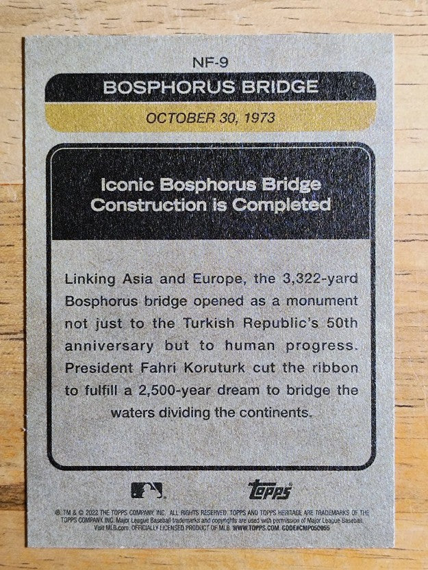 2022 Topps Heritage News Flashbacks #NF9 Bosphorus Bridge Completed
