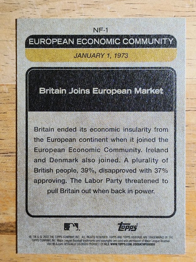 2022 Topps Heritage News Flashbacks #NF1 European Economic Community Is Formed