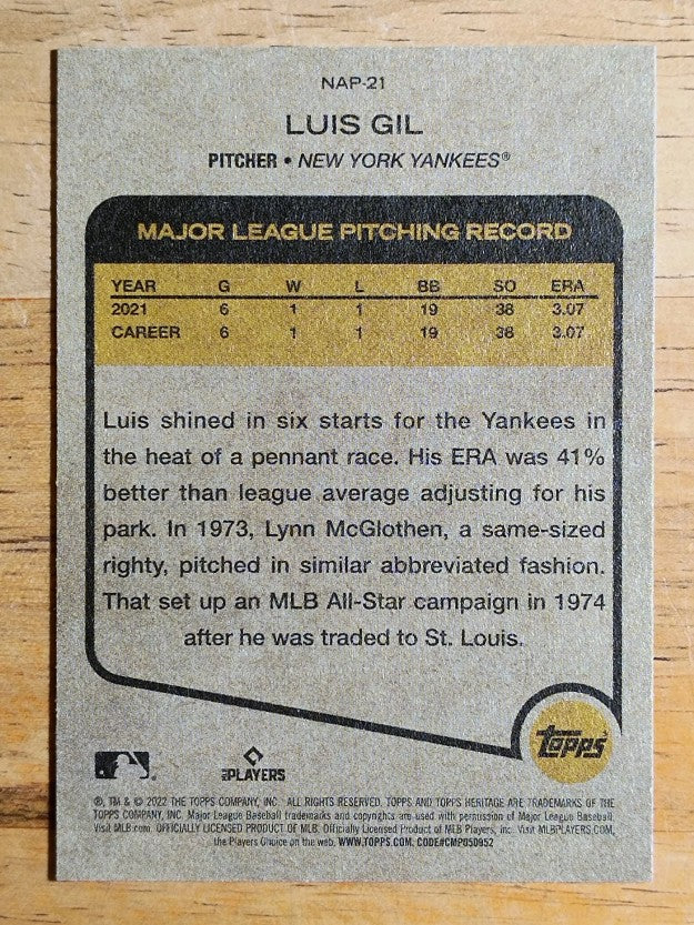 2022 Topps Heritage New Age Performers #NAP21 Luis Gil