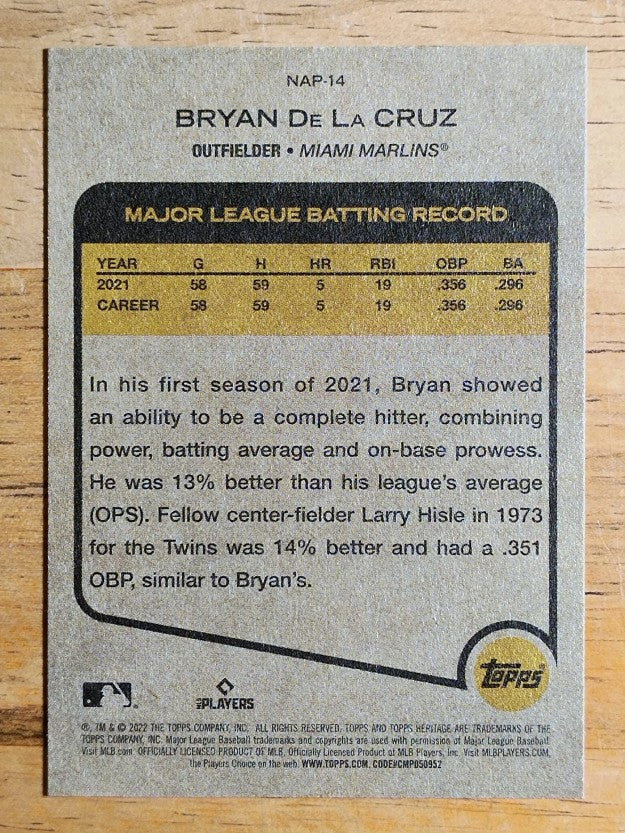 2022 Topps Heritage New Age Performers #NAP14 Bryan De La Cruz