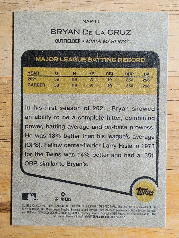 2022 Topps Heritage New Age Performers #NAP14 Bryan De La Cruz