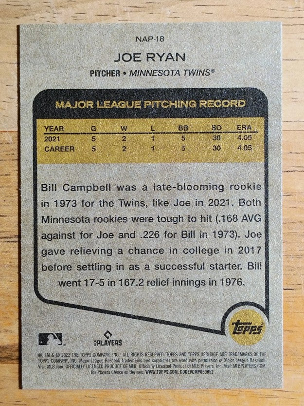 2022 Topps Heritage New Age Performers #NAP18 Joe Ryan