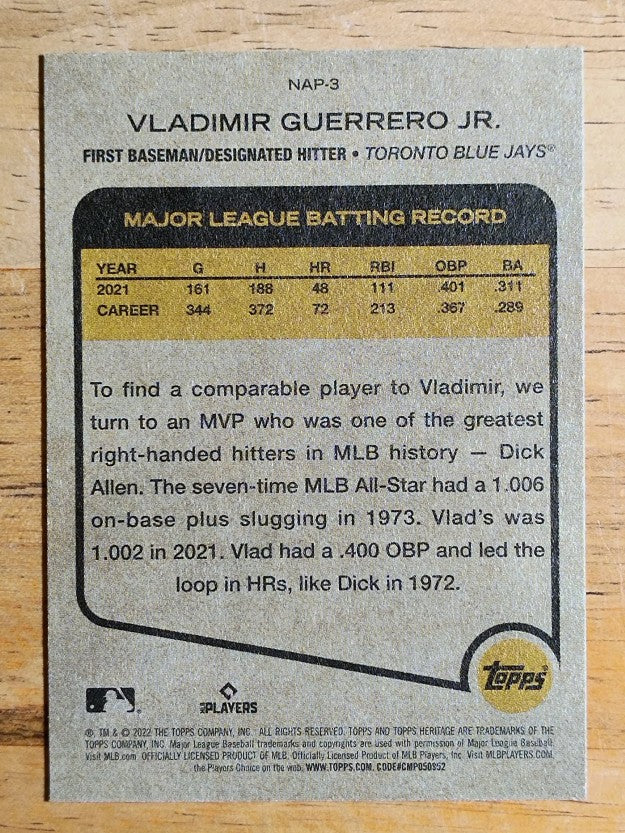 2022 Topps Heritage New Age Performers #NAP3 Vladimir Guerrero Jr.