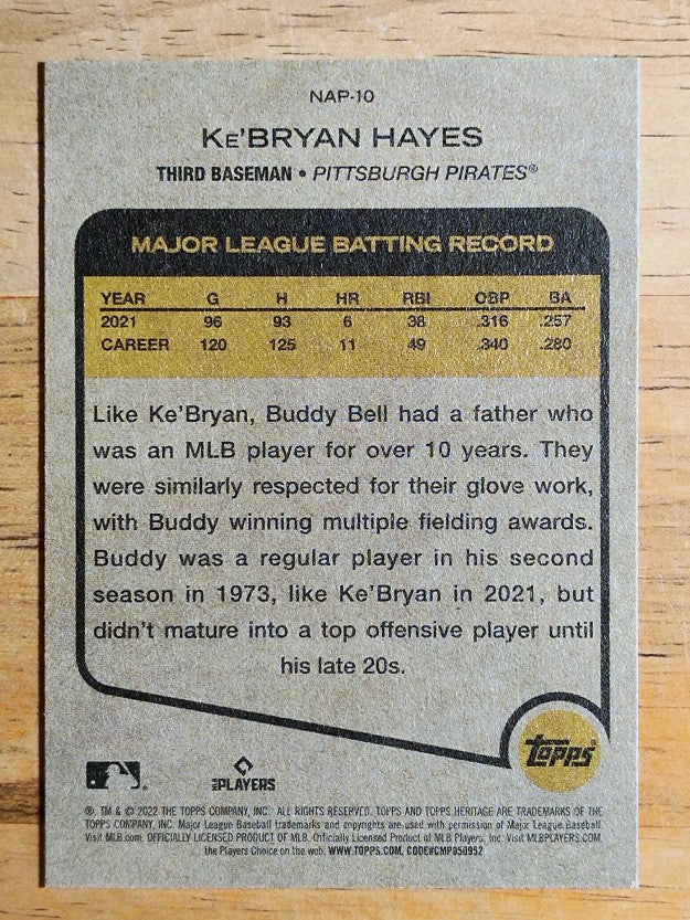 2022 Topps Heritage New Age Performers #NAP10 Ke'Bryan Hayes