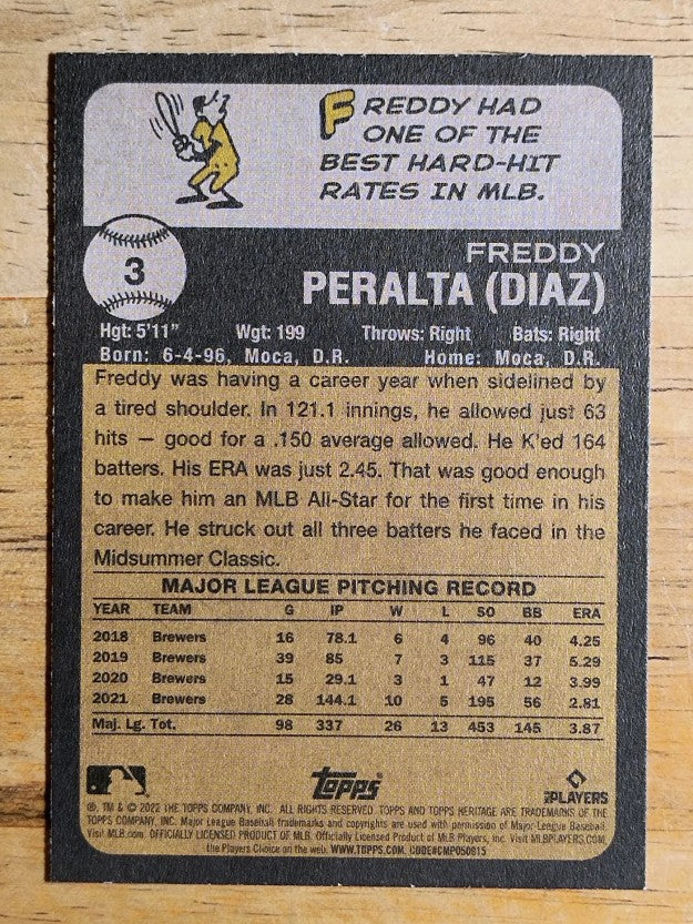 2022 Topps Heritage #3 Freddy Peralta