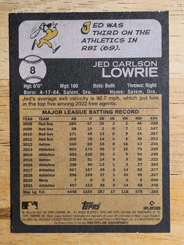 2022 Topps Heritage #8 Jed Lowrie