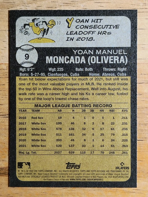 2022 Topps Heritage #9 Yoan Moncada