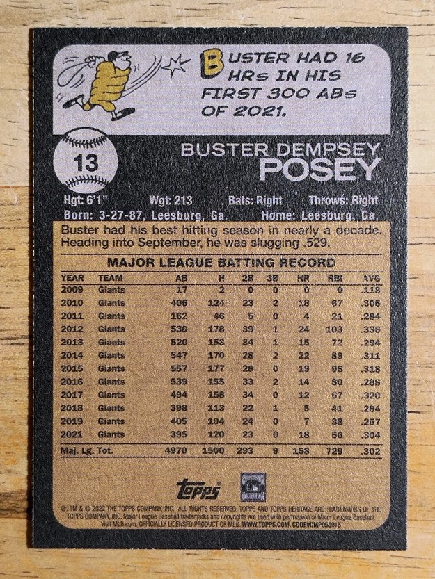 2022 Topps Heritage #13 Buster Posey