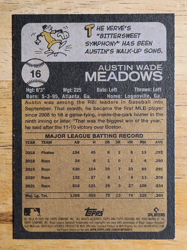 2022 Topps Heritage #16 Austin Meadows