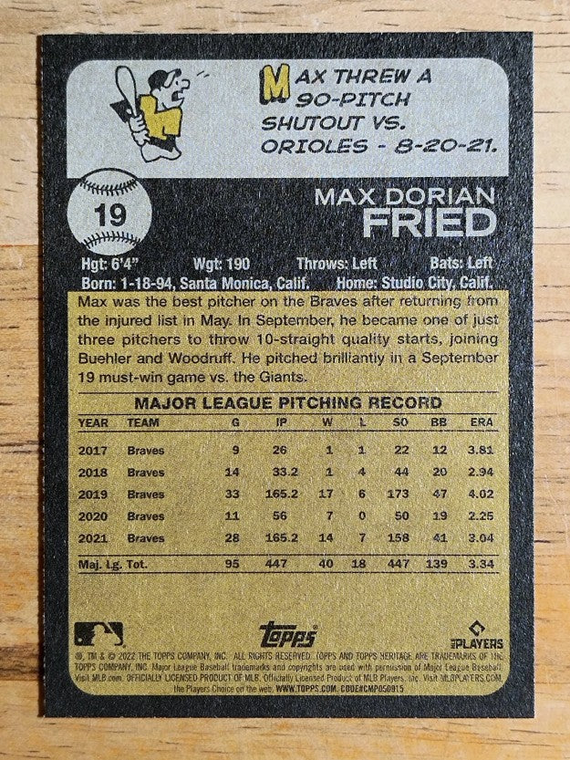 2022 Topps Heritage #19 Max Fried