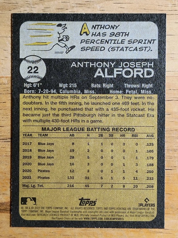 2022 Topps Heritage #22 Anthony Alford