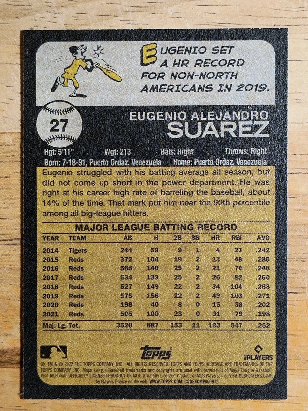 2022 Topps Heritage #27 Eugenio Suarez