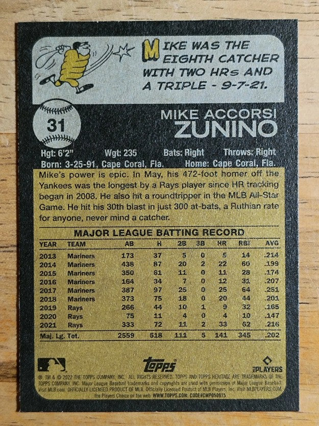 2022 Topps Heritage #31 Mike Zunino