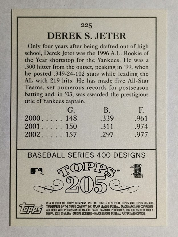 2003 Topps 205 #225 Derek Jeter