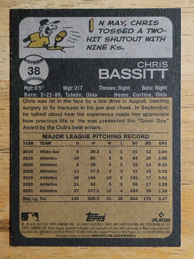 2022 Topps Heritage #38 Chris Bassitt