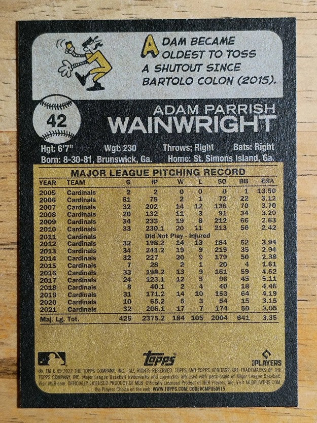 2022 Topps Heritage #42 Adam Wainwright