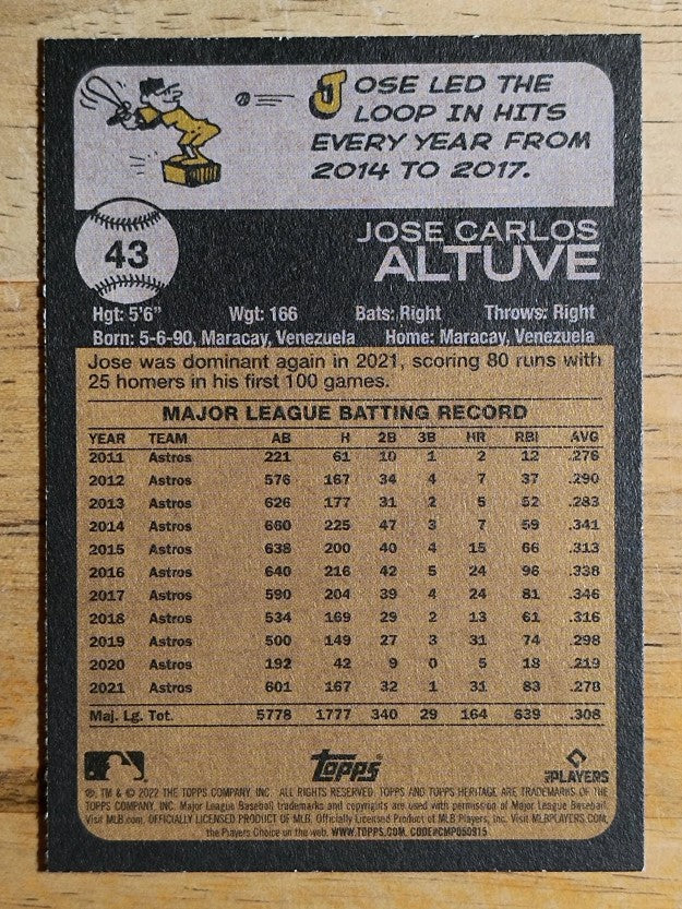 2022 Topps Heritage #43 Jose Altuve