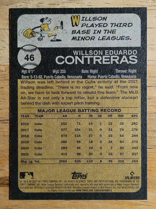 2022 Topps Heritage #46 Willson Contreras