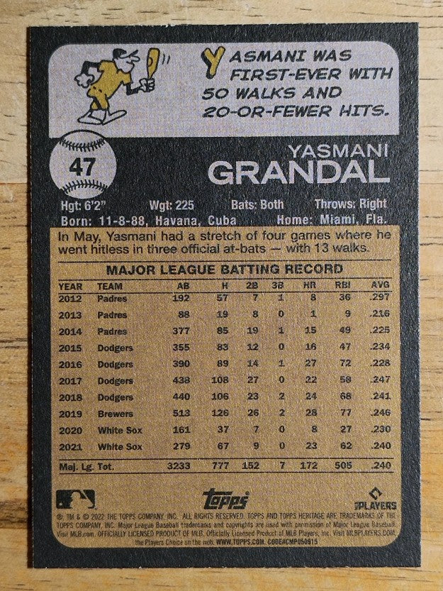 2022 Topps Heritage #47 Yasmani Grandal
