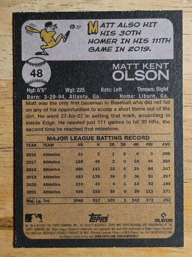 2022 Topps Heritage #48 Matt Olson