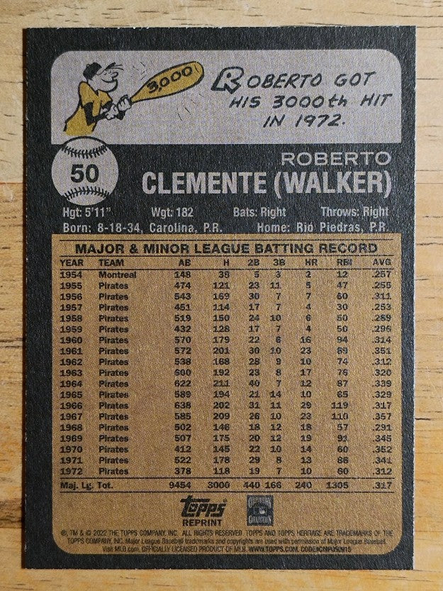 2022 Topps Heritage #50 Roberto Clemente