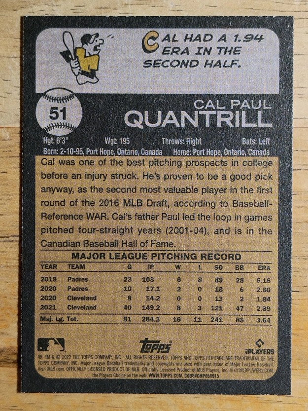 2022 Topps Heritage #51 Cal Quantrill