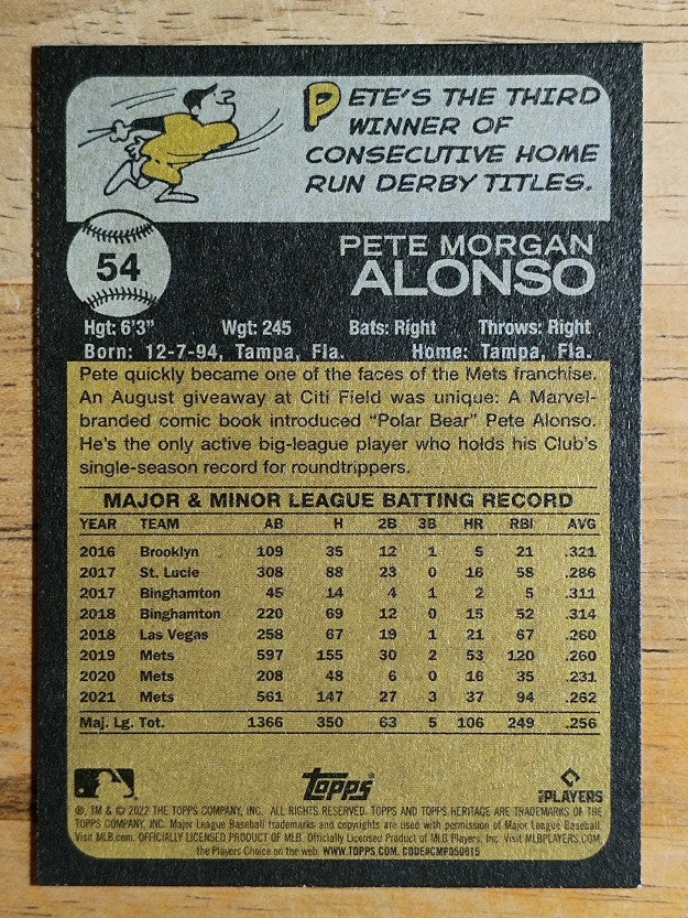 2022 Topps Heritage #54 Pete Alonso