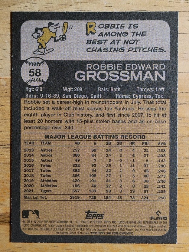 2022 Topps Heritage #58 Robbie Grossman