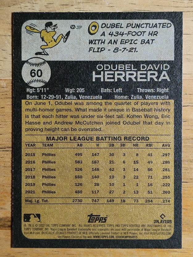 2022 Topps Heritage #60 Odubel Herrera