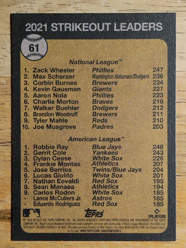 2022 Topps Heritage #61 Robbie Ray/Zack Wheeler