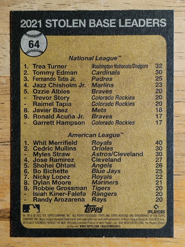2022 Topps Heritage #64 Whit Merrifield/Trea Turner