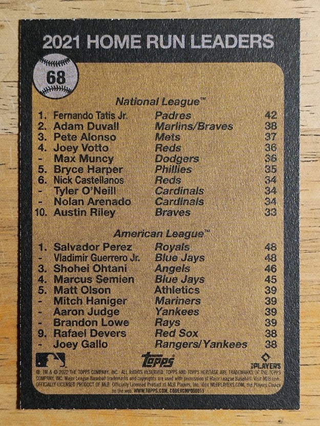 2022 Topps Heritage #68 Fernando Tatis Jr./Salvador Perez/Vladimir Guerrero Jr.
