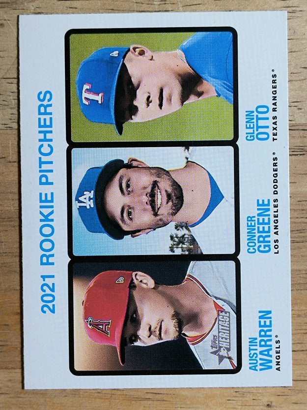 2022 Topps Heritage #70 Austin Warren RC/Conner Greene RC/Glenn Otto RC