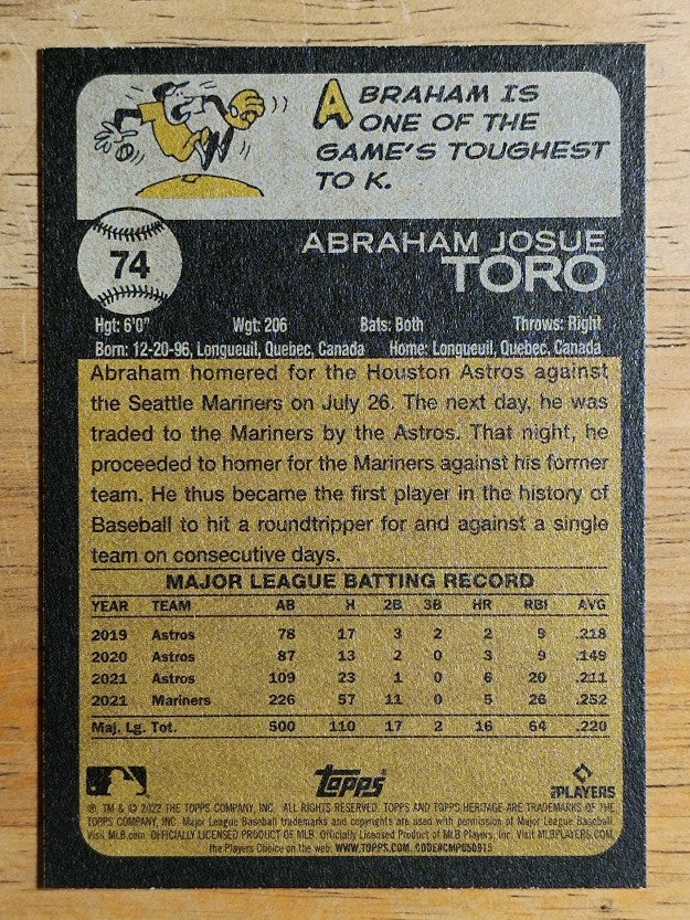 2022 Topps Heritage #74 Abraham Toro