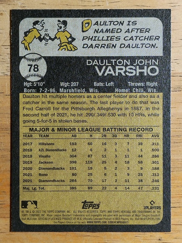 2022 Topps Heritage #78 Daulton Varsho