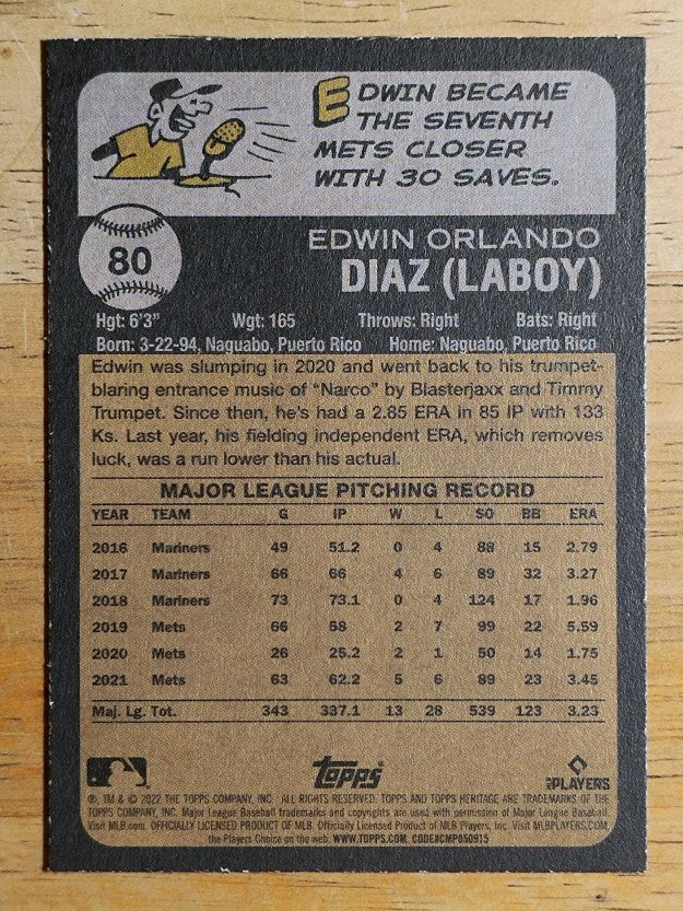 2022 Topps Heritage #80 Edwin Diaz
